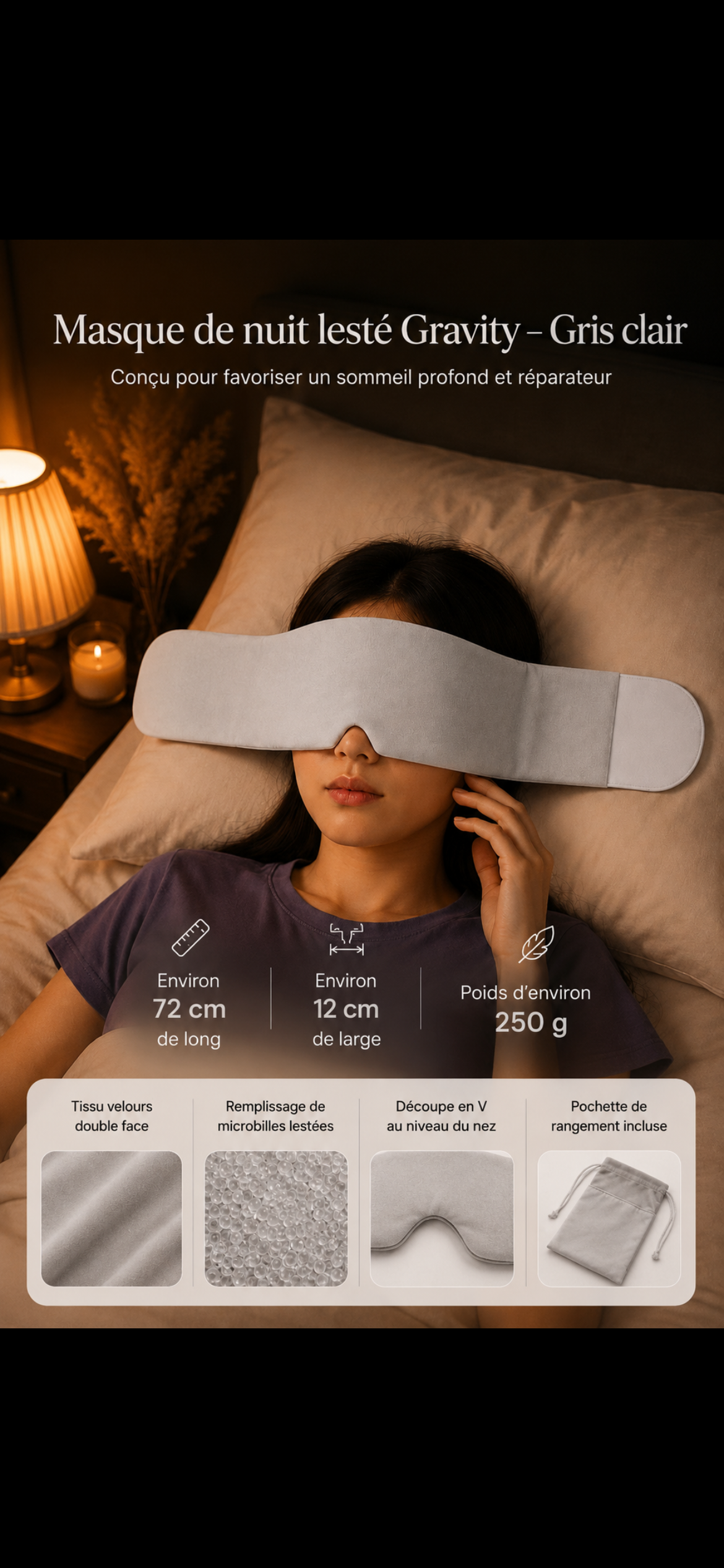 GUIIN Gravity™ — Masque de nuit lesté 3D | Sommeil profond & occultation totale