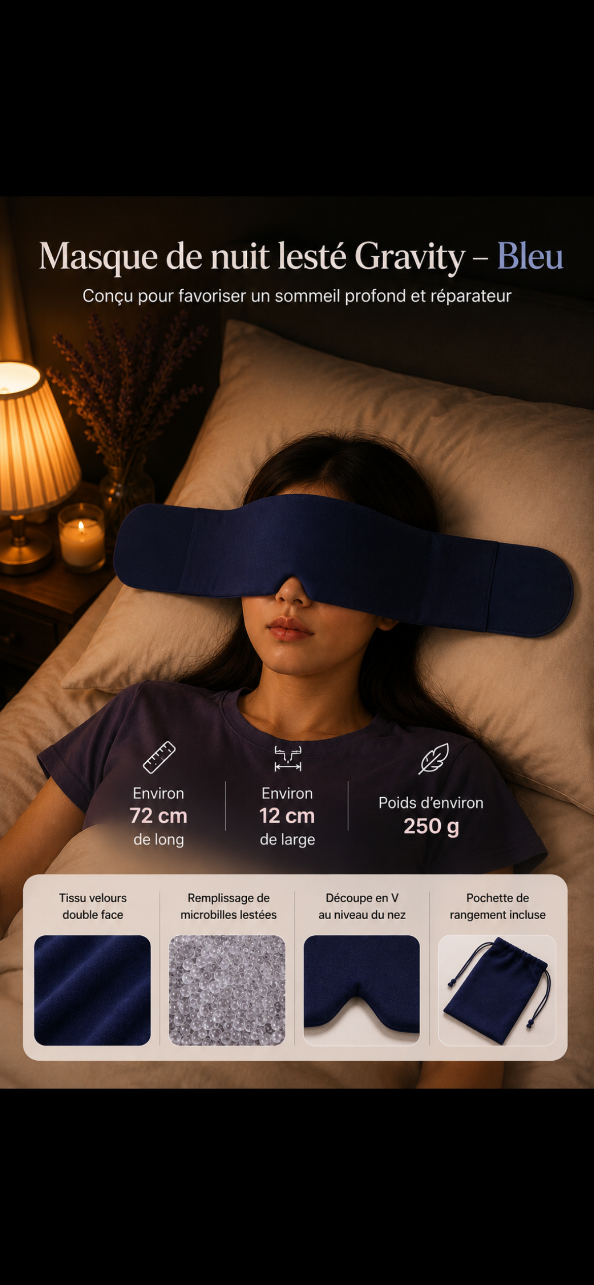 GUIIN Gravity™ — Masque de nuit lesté 3D | Sommeil profond & occultation totale