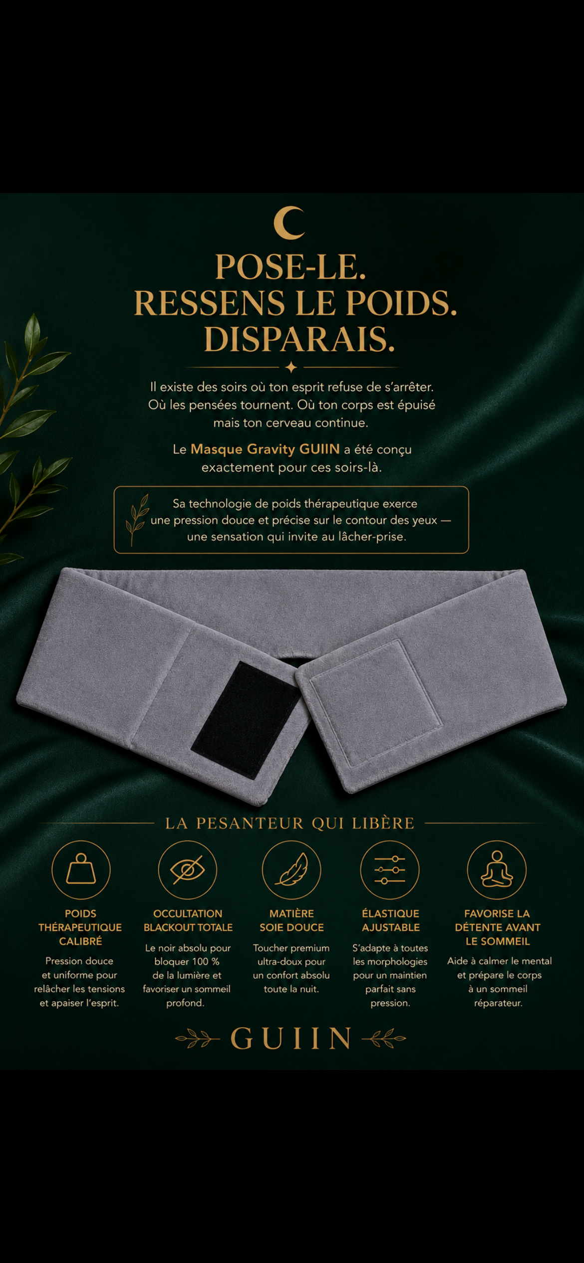 GUIIN Gravity™ — Masque lesté pour sommeil profond