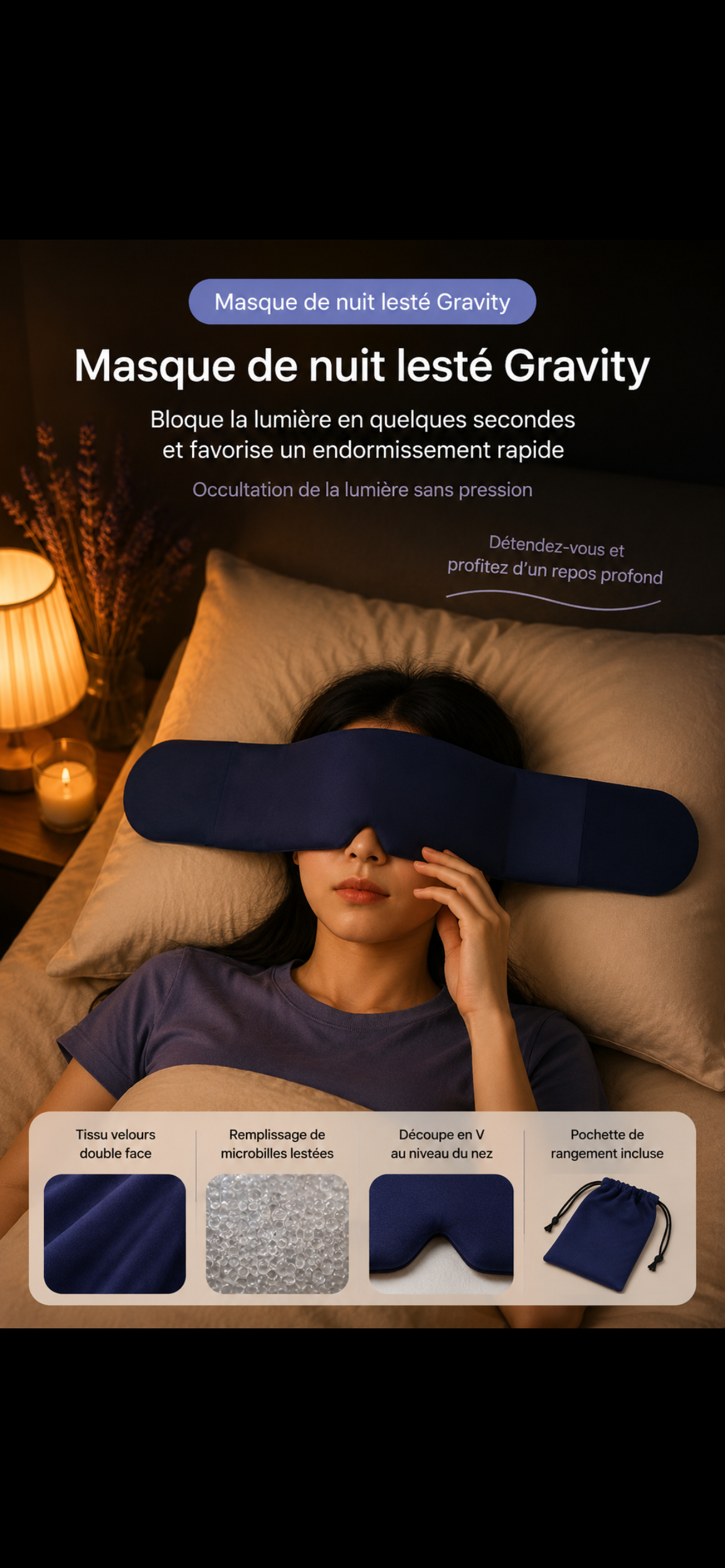 GUIIN Gravity™ — Masque de nuit lesté 3D | Sommeil profond & occultation totale