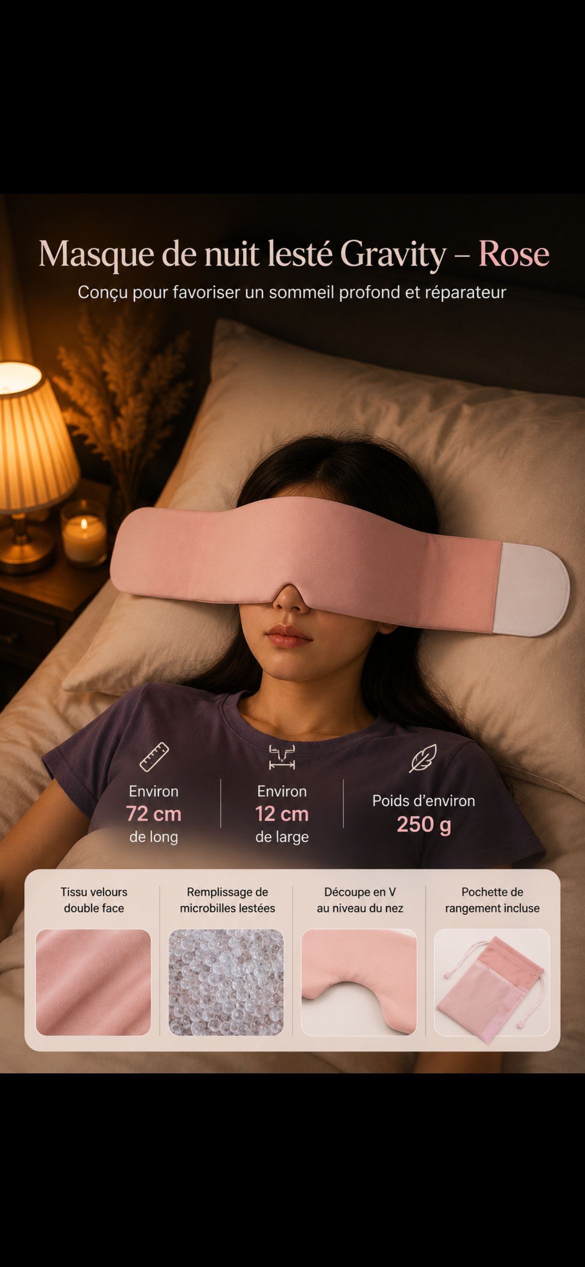 GUIIN Gravity™ — Masque de nuit lesté 3D | Sommeil profond & occultation totale