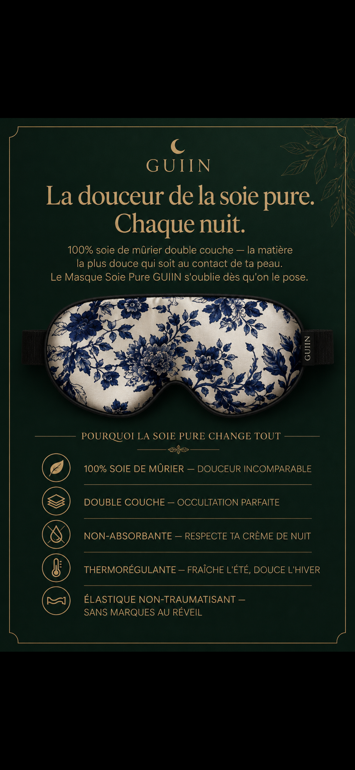 GUIIN Pure Silk™ — Masque en soie de mûrier 22 Momme