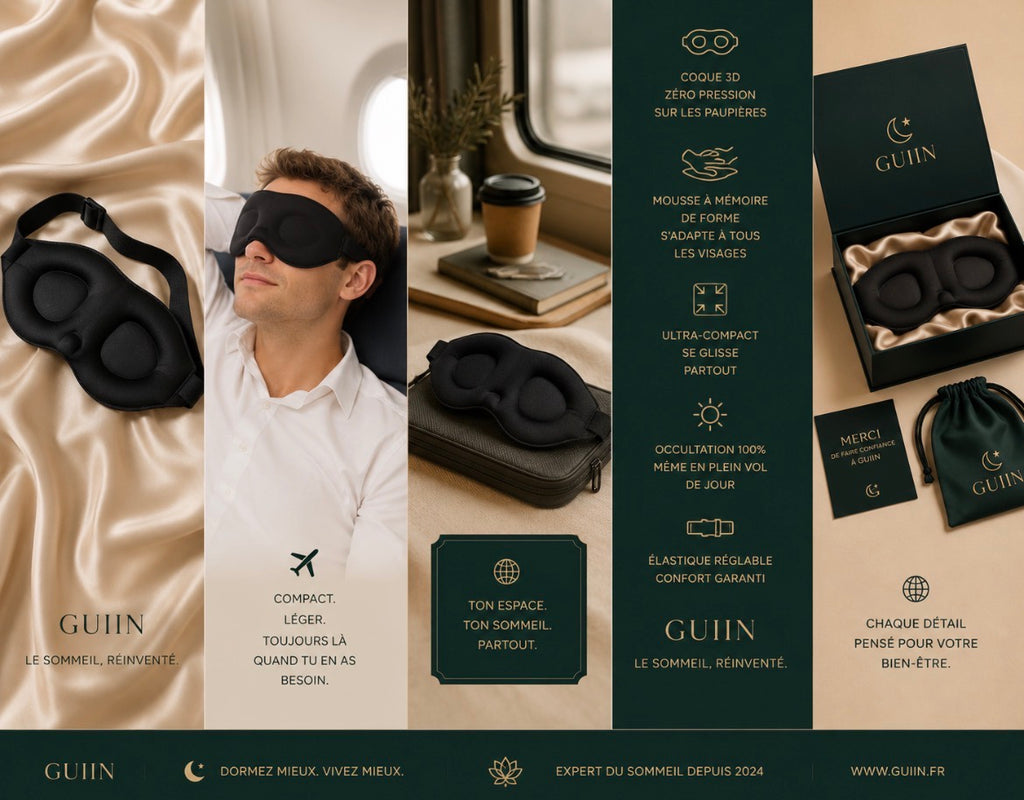 GUIIN Travel™ — Masque 3D portable pour nuits en déplacement