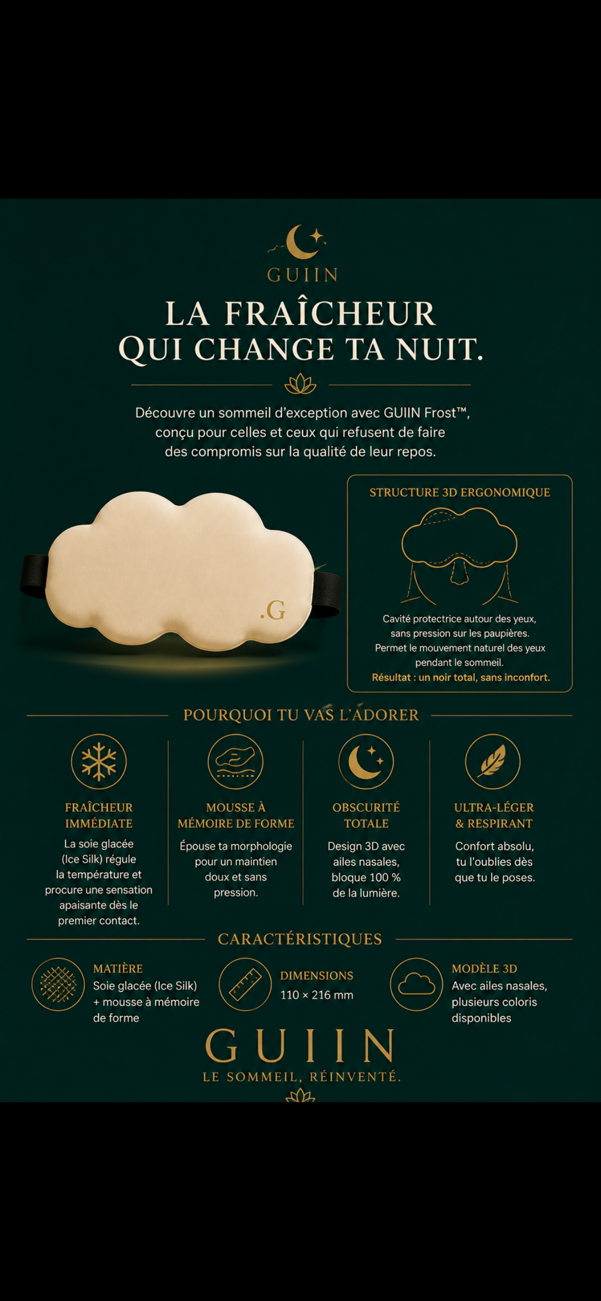 GUIIN Frost™ — Masque 3D soie glacée & fraîcheur absolue